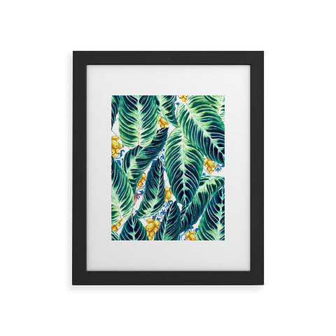 Marta Barragan Camarasa Tropical leaf on ornamental pattern Framed Art Print