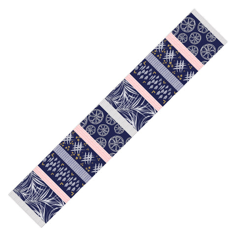 Marta Barragan Camarasa Tropical leaf on ornamental pattern Table Runner