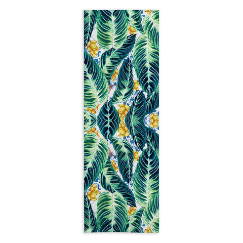 Marta Barragan Camarasa Tropical leaf on ornamental pattern Yoga Towel