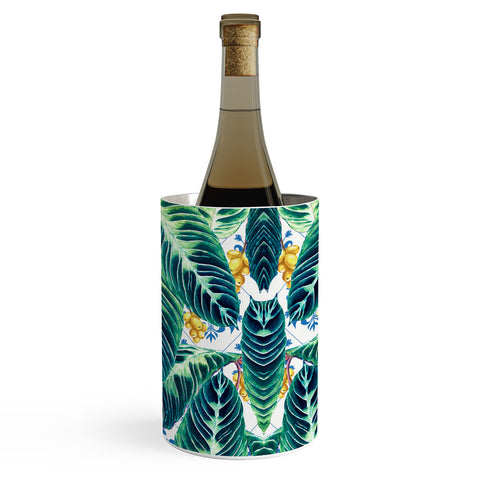 Marta Barragan Camarasa Tropical leaf on ornamental pattern Wine Chiller
