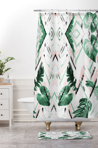 Marta Barragan Camarasa Tropical paint texture Shower Curtain And Mat