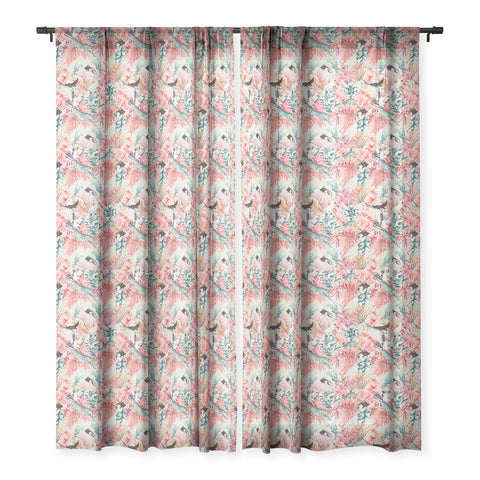 Marta Barragan Camarasa Tropical paradise pink Sheer Window Curtain
