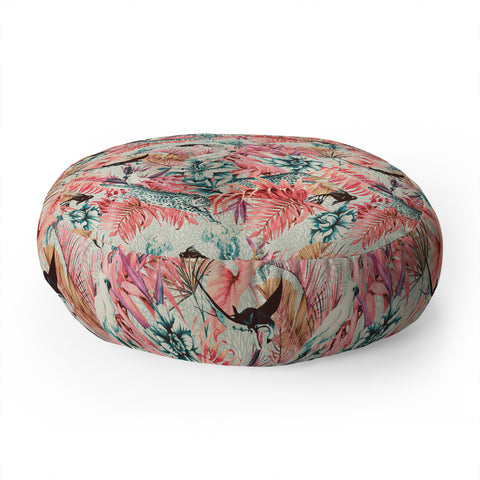 Marta Barragan Camarasa Tropical paradise pink Floor Pillow Round