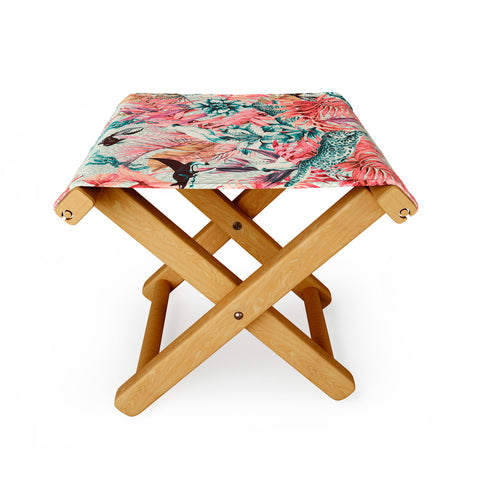 Marta Barragan Camarasa Tropical paradise pink Folding Stool