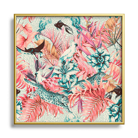 Marta Barragan Camarasa Tropical paradise pink Square Metal Framed Art Print