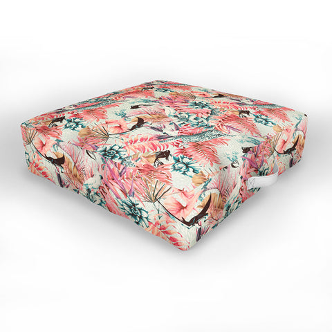 Marta Barragan Camarasa Tropical paradise pink Outdoor Floor Cushion