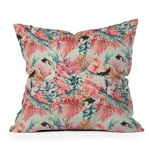 Marta Barragan Camarasa Tropical paradise pink Throw Pillow