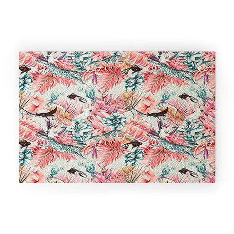 Marta Barragan Camarasa Tropical paradise pink Welcome Mat