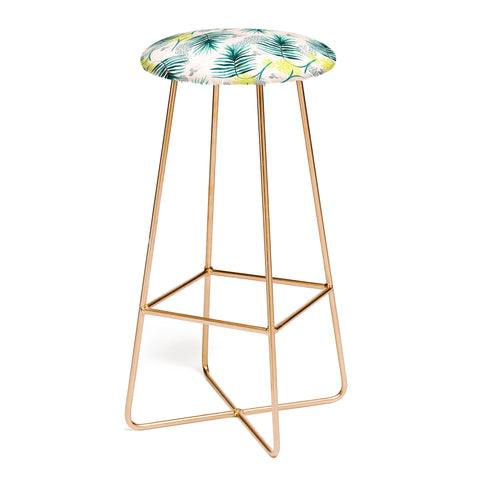 Marta Barragan Camarasa Tropical pattern leaf and pineapple Bar Stool