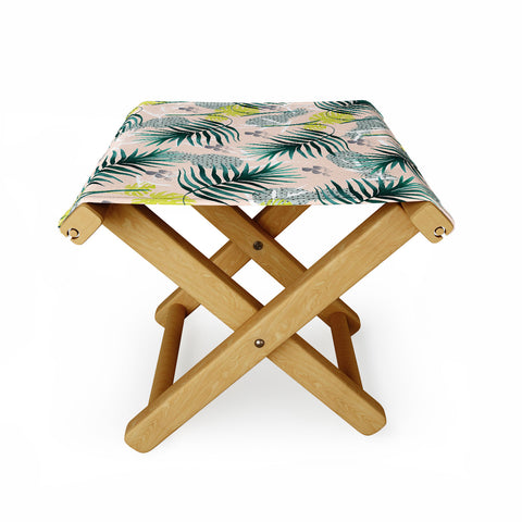 Marta Barragan Camarasa Tropical pattern leaf and pineapple Folding Stool