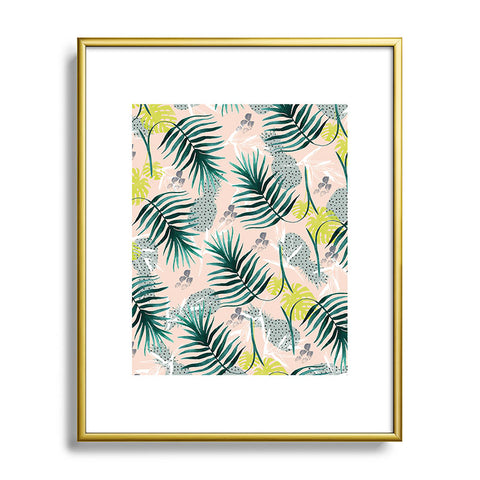 Marta Barragan Camarasa Tropical pattern leaf and pineapple Metal Framed Art Print