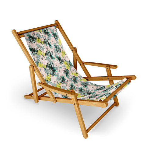 Marta Barragan Camarasa Tropical pattern leaf and pineapple Sling Chair