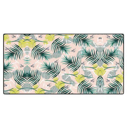 Marta Barragan Camarasa Tropical pattern leaf and pineapple Desk Mat