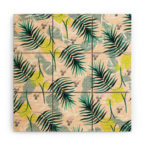 Marta Barragan Camarasa Tropical pattern leaf and pineapple Wood Wall Mural