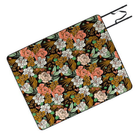 Marta Barragan Camarasa Vintage exotic flowery garden Picnic Blanket
