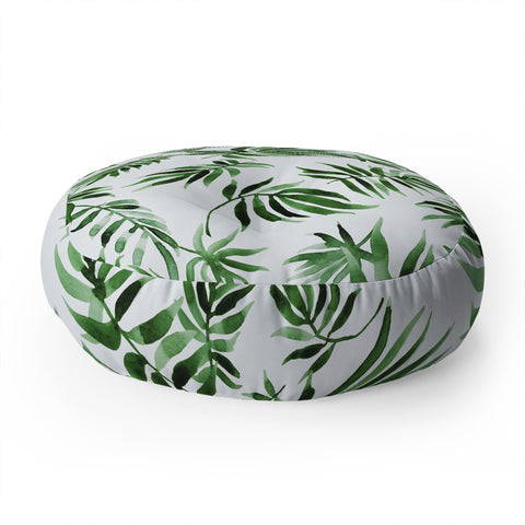 Marta Barragan Camarasa Watercolor green leaf Floor Pillow Round