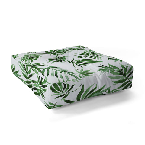 Marta Barragan Camarasa Watercolor green leaf Floor Pillow Square