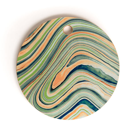 Marta Barragan Camarasa Watercolor marble waves Cutting Board Round