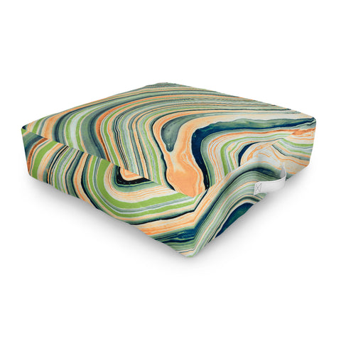 Marta Barragan Camarasa Watercolor marble waves Outdoor Floor Cushion