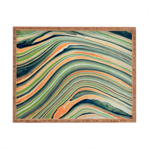 Marta Barragan Camarasa Watercolor marble waves Rectangular Tray