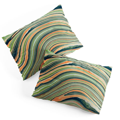 Marta Barragan Camarasa Watercolor marble waves Pillow Shams