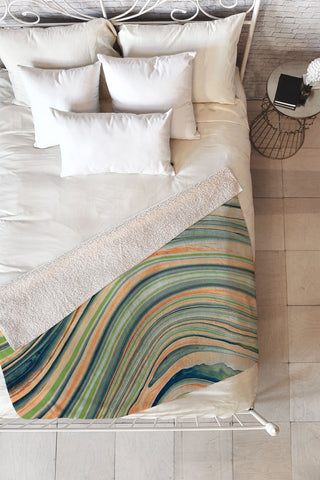 Marta Barragan Camarasa Watercolor marble waves Fleece Throw Blanket