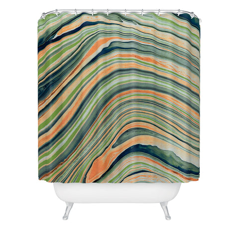 Marta Barragan Camarasa Watercolor marble waves Shower Curtain