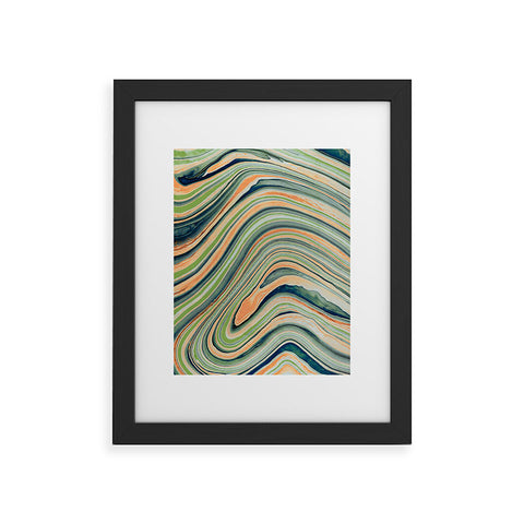 Marta Barragan Camarasa Watercolor marble waves Framed Art Print