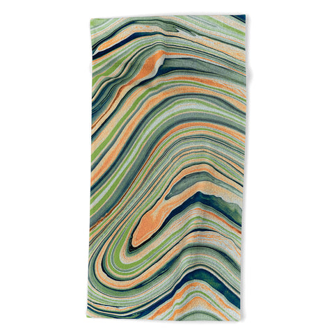 Marta Barragan Camarasa Watercolor marble waves Beach Towel