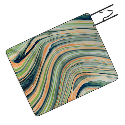 Marta Barragan Camarasa Watercolor marble waves Picnic Blanket