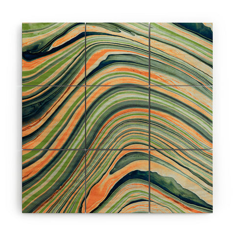 Marta Barragan Camarasa Watercolor marble waves Wood Wall Mural