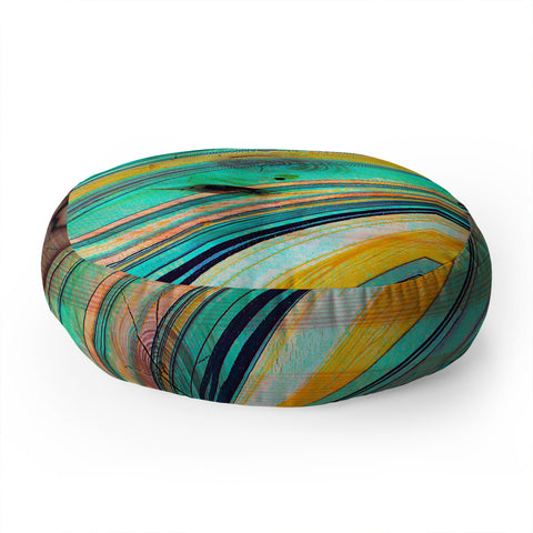 Marta Barragan Camarasa Watercolor strokes on wood I Floor Pillow Round