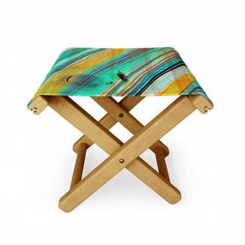 Marta Barragan Camarasa Watercolor strokes on wood I Folding Stool