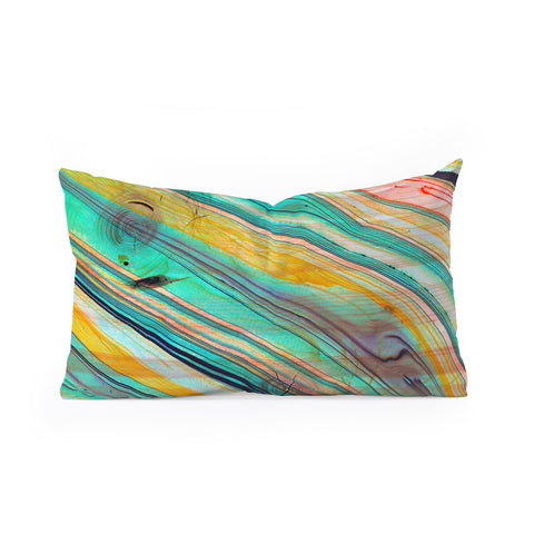 Marta Barragan Camarasa Watercolor strokes on wood I Oblong Throw Pillow