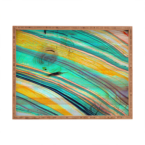 Marta Barragan Camarasa Watercolor strokes on wood I Rectangular Tray