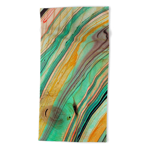 Marta Barragan Camarasa Watercolor strokes on wood I Beach Towel
