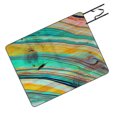 Marta Barragan Camarasa Watercolor strokes on wood I Picnic Blanket