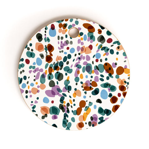Marta Barragan Camarasa Waves dots colorful Cutting Board Round