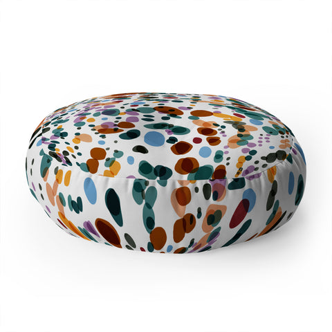 Marta Barragan Camarasa Waves dots colorful Floor Pillow Round