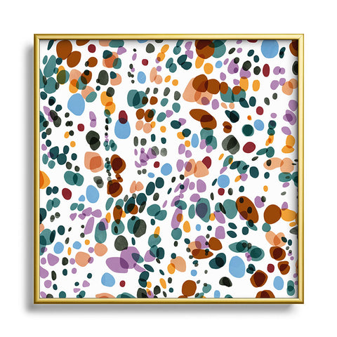 Marta Barragan Camarasa Waves dots colorful Square Metal Framed Art Print