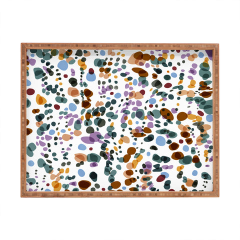 Marta Barragan Camarasa Waves dots colorful Rectangular Tray