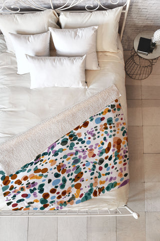 Marta Barragan Camarasa Waves dots colorful Fleece Throw Blanket