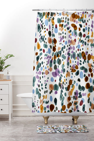 Marta Barragan Camarasa Waves dots colorful Shower Curtain And Mat