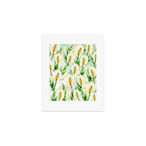Marta Barragan Camarasa White Watercolor Exotic Flowers Art Print