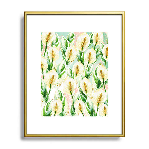 Marta Barragan Camarasa White Watercolor Exotic Flowers Metal Framed Art Print