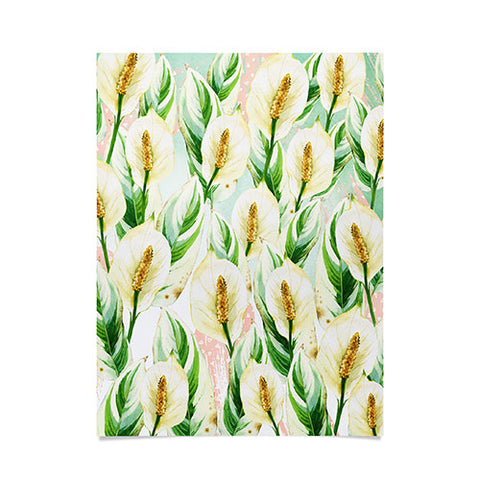 Marta Barragan Camarasa White Watercolor Exotic Flowers Poster