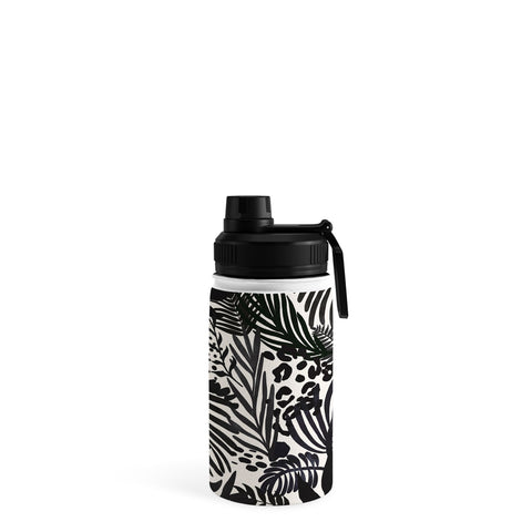 Marta Barragan Camarasa Wild abstract jungle on black Water Bottle