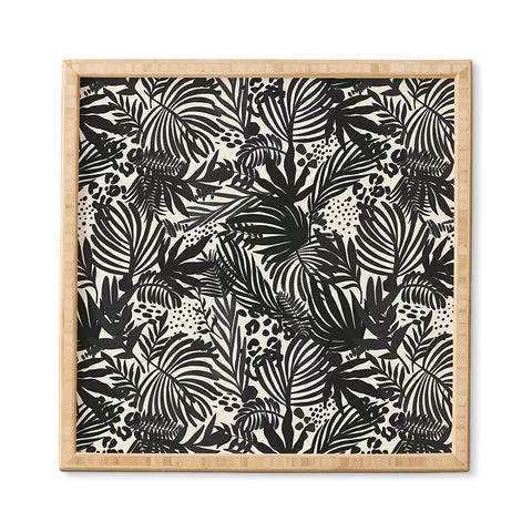 Marta Barragan Camarasa Wild abstract jungle on black Framed Wall Art