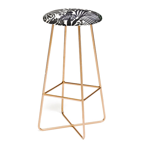 Marta Barragan Camarasa Wild abstract jungle on black Bar Stool