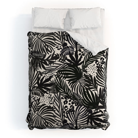 Marta Barragan Camarasa Wild abstract jungle on black Comforter
